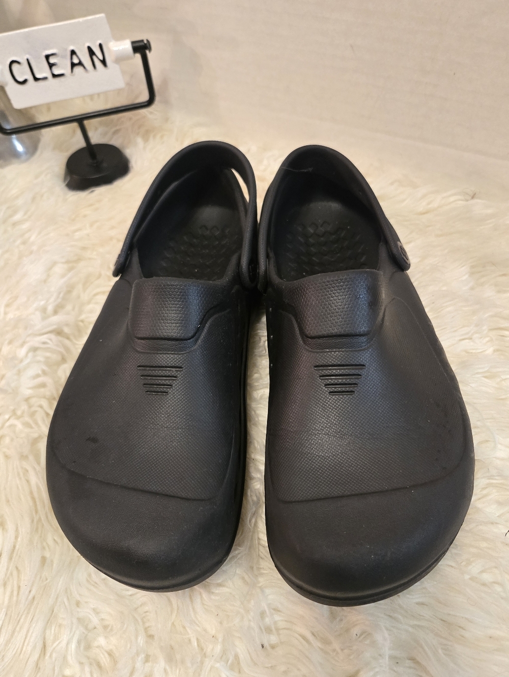 Shoes For Crews Men's Black Slip-On Work Shoes with Heel Strap